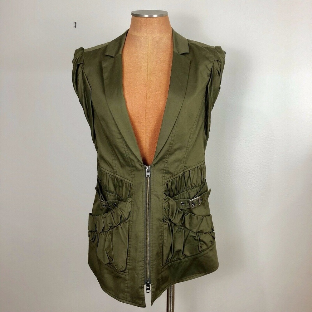 NANETTE LEPORE Women's Army Olive Green Vest 12